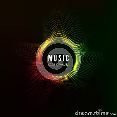 Circular sound wave visualization. abstract music background. Color structure audio flow. Vector illustration Vector Illustration