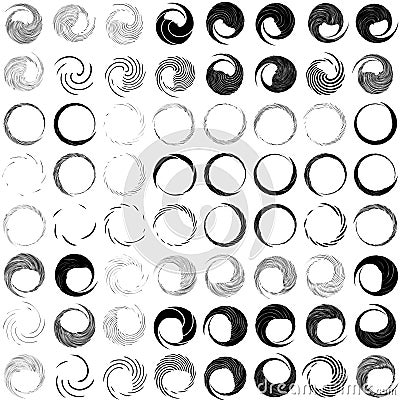 Circular Spiral, swirl, twirl design element. Concentric, radial and radiating burst of lines with rotation, gyre and curved Vector Illustration