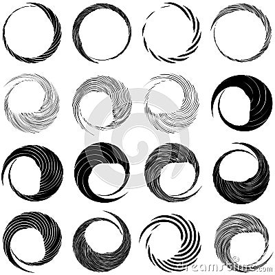 Circular Spiral, swirl, twirl design element. Concentric, radial and radiating burst of lines with rotation, gyre and curved Vector Illustration