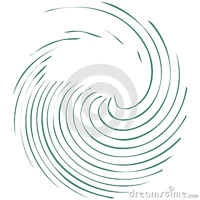 Circular Spiral, swirl, twirl design element. Concentric, radial and radiating burst of lines with rotation, gyre and curved Vector Illustration