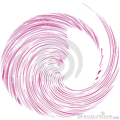Circular Spiral, swirl, twirl design element. Concentric, radial and radiating burst of lines with rotation, gyre and curved Vector Illustration