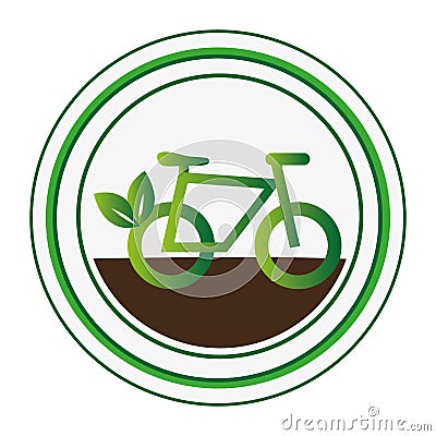 Circular stamp with eco bike Vector Illustration