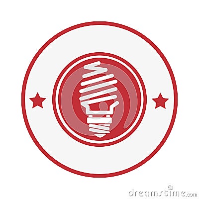 Circular stamp with light bulb icon and stars decorative Vector Illustration