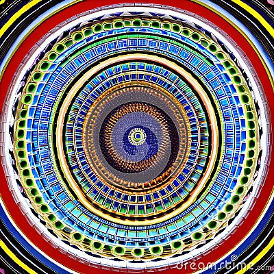 Circular Symphony III: Another image of a geometric pattern created with circles, but in a different design and color scheme4, G Stock Photo