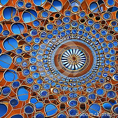 Circular Symphony: An image of a geometric pattern created with circles, in harmonious colors and intricate designs2, Generative Stock Photo