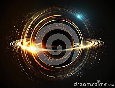 Circular tech science global orbit light effect background. Global communications system and the World Wide Web Stock Photo