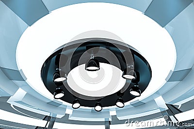 Circular technological structure building, 3d rendering Cartoon Illustration