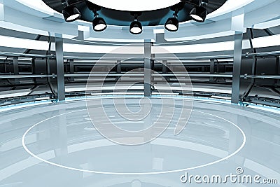 Circular technological structure building, 3d rendering Cartoon Illustration