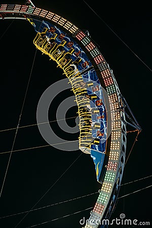 Circular thrill ride at state fair at night Editorial Stock Photo