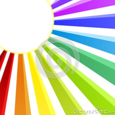 Rainbow Rays Sun Round Frame Stock Photo
