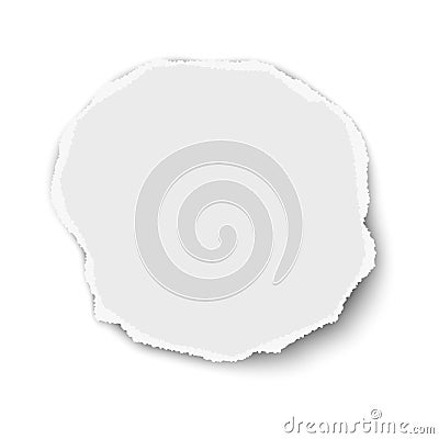 Circular torn paper fragment with soft shadow isolated on white background. Vector paper template Vector Illustration