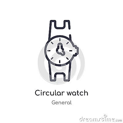 circular watch outline icon. isolated line vector illustration from general collection. editable thin stroke circular watch icon Vector Illustration