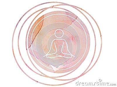 Circular Watercolor mandala meditation Symbol lotus Stock Photo