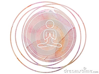 Circular Watercolor mandala meditation Symbol Stock Photo