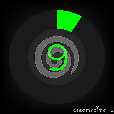 Circulate progress bar with numeric count at the 9 Vector Illustration
