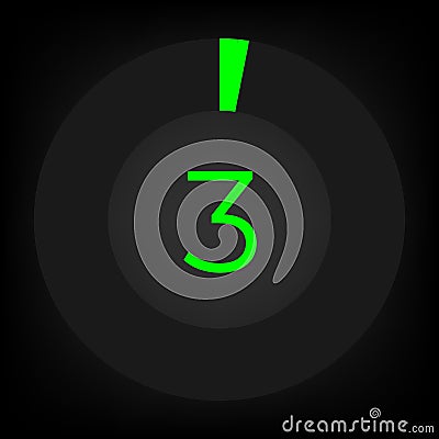 Circulate progress bar with numeric count at the 3 Vector Illustration