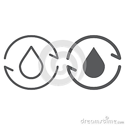 Circulating gas line and glyph icon, environment and fuel, nature recycle sign, vector graphics, a linear pattern on a Vector Illustration