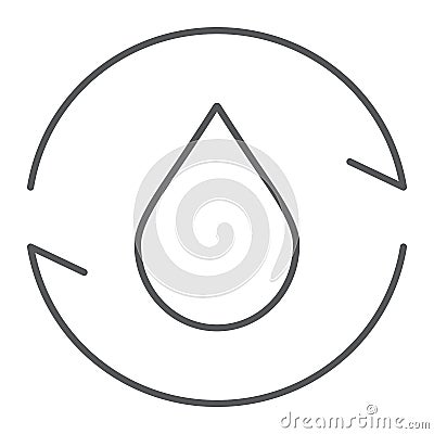 Circulating gas thin line icon, environment and fuel, nature recycle sign, vector graphics, a linear pattern on a white Vector Illustration
