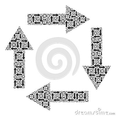 Circulation Arrows Fractal Composition of Itself Icons Vector Illustration