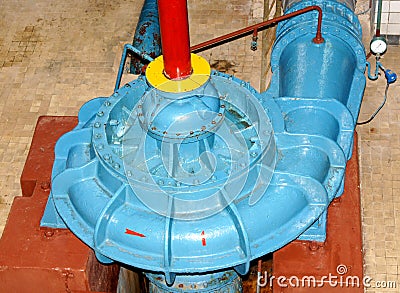 Circulation pump at the old hydro Stock Photo
