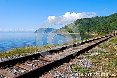 Circum-Baikal railroad Stock Photo