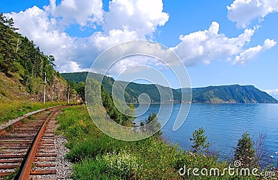 Circum-Baikal railroad Stock Photo