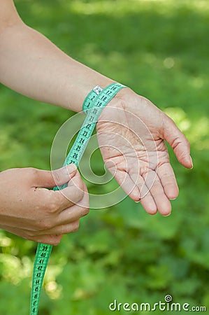 The circumference of the wrist Stock Photo