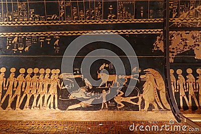 ceiling of the burial chamber in siti 1 tomb in valley of the kings in Luxor in Egypt Editorial Stock Photo