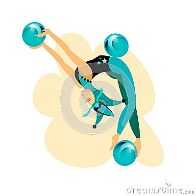 Circus Acrobat Girl. Cartoon Illustration