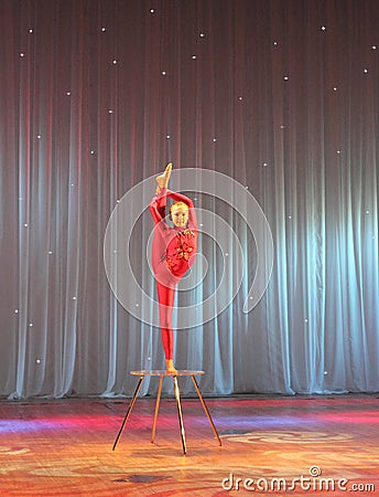 Circus acrobat plastic body Editorial Stock Photo