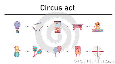 Circus simple concept flat icons set Stock Photo