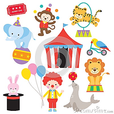 Circus Animal Set Vector Illustration