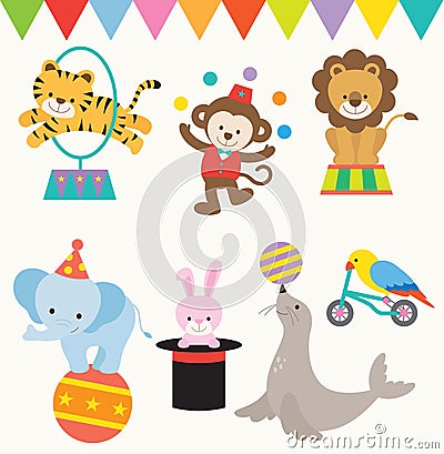 Circus Animals Vector Illustration