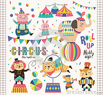 Circus animals Vector Illustration
