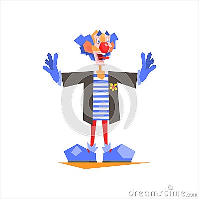 Circus Blue Clown Performing Vector Illustration