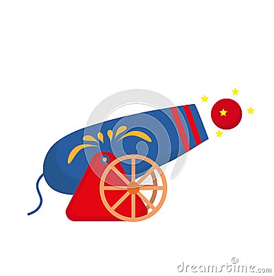 Circus Cannon icon flat style , isolated on white background. Vector illustration. Vector Illustration