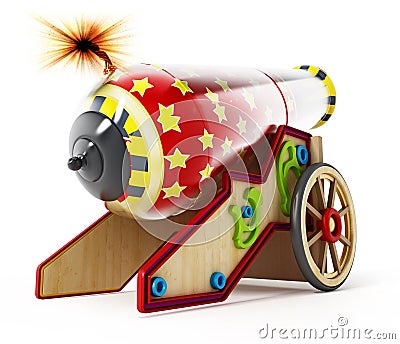 Circus cannon isolated on white background. 3D illustration Cartoon Illustration