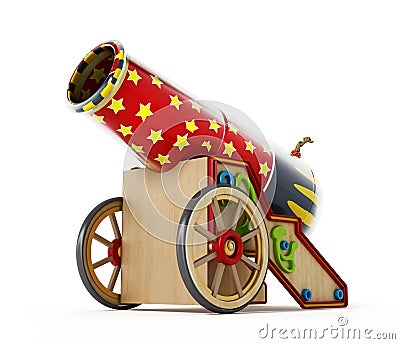 Circus cannon isolated on white background. 3D illustration Cartoon Illustration