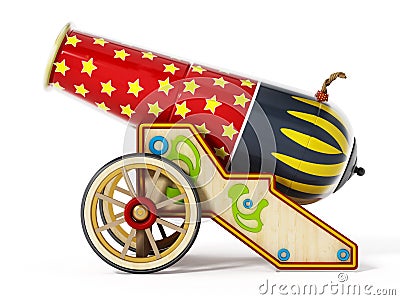 Circus cannon isolated on white background. 3D illustration Cartoon Illustration