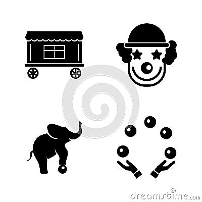 Circus carnival amusement park. Simple Related Vector Icons Vector Illustration