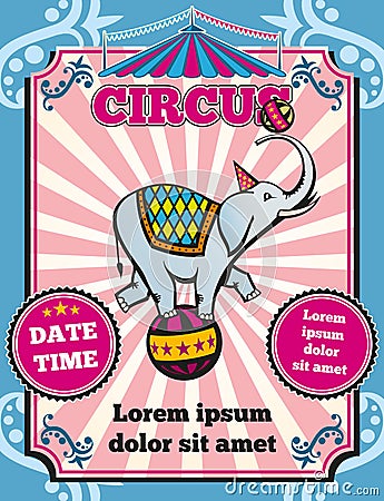 Circus carnival color vintage vector template Vector Illustration