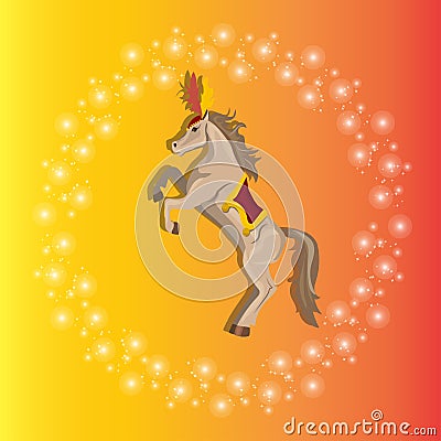 Circus or carnival horse with plume Vector Illustration