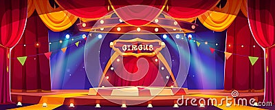 Circus cartoon stage with ring vector background Vector Illustration