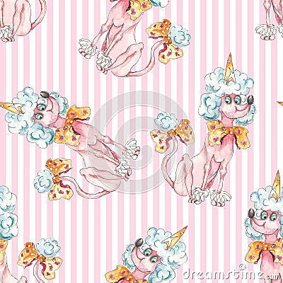 Circus characters vintage watercolor drawing seamless pattern illustration Cartoon Illustration