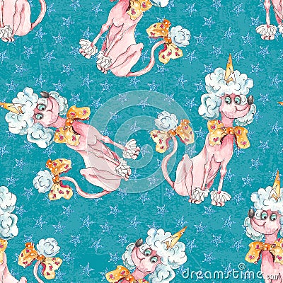 Circus characters vintage watercolor drawing seamless pattern illustration Cartoon Illustration