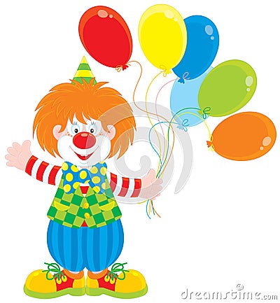 Circus clown with balloons Vector Illustration