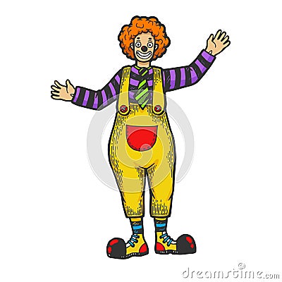 Circus clown funnyman sketch engraving vector Vector Illustration