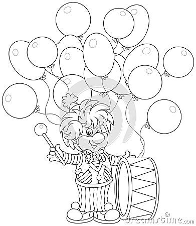 Funny clown drummer Vector Illustration