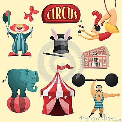 Circus decorative set Vector Illustration