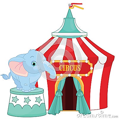 Circus elephant with carnival background Vector Illustration